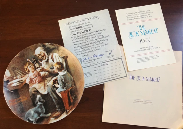 Norman Rockwell "The Toy Maker" Collector Plate W Certificate First Edition 1977
