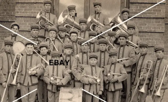 C 1907-1914 RPPC Postcard Brass Band Marching Uniforms Velox BW
