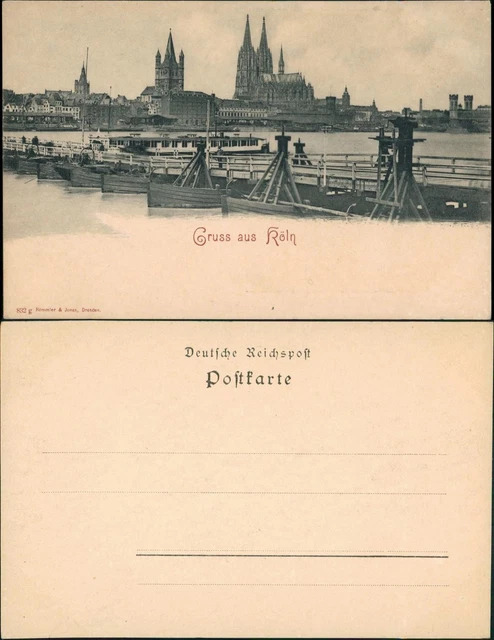 Ansichtskarte Köln Behelfsbrücke - Stadt 1909