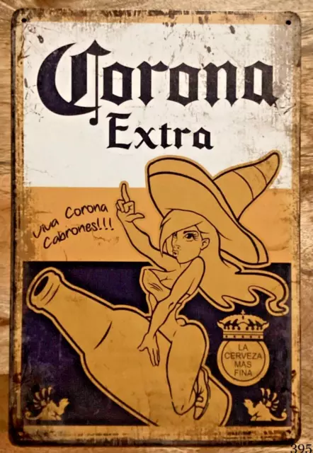 Corona Extra Beer Advert Vintage Style Retro Metal Sign, Bar Pub Man Cave Shed