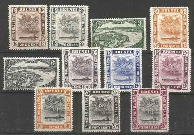 BRUNEI 1947-51, Watermark Multiple Script CA, almost complete set, SG 79-92.MINT