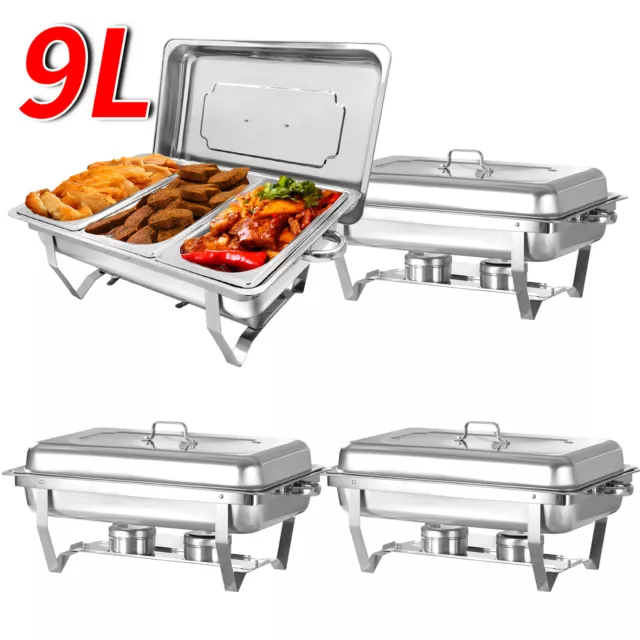 4*9L Speisewärmer Chafing Dish Edelstahl Wärmebehälter Buffet Catering Party Set