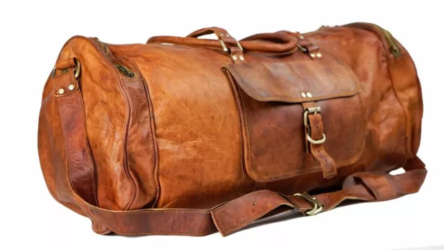 Travel Bag Leather Men's Gym Luggage Vintage Overnight Air cabin Duffel Weekend