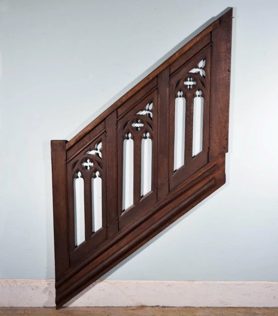 *Antique French Solid Oak Wood Church Railing Hand Rail Architectural Salvage