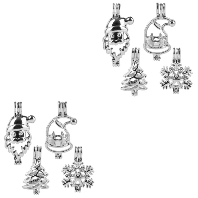 8 piezas Dije de Navidad Dije Colgante Jaula de Perlas Dije Medallón Dije