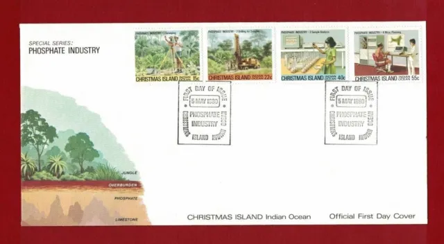 1980 Christmas Island Phosphate Industry Set no. 1 SG 122/5 FDC or FU Stamps