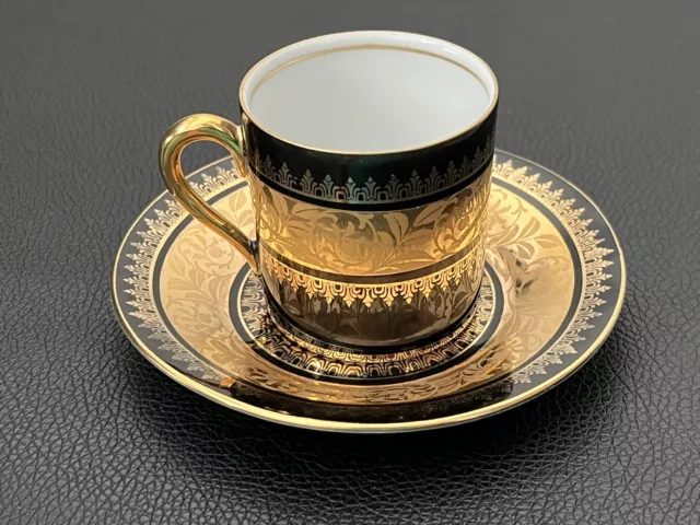 RW Rudolf Wachter Bavaria Porcelain Cup Saucer Made in Germany Gold Black Small