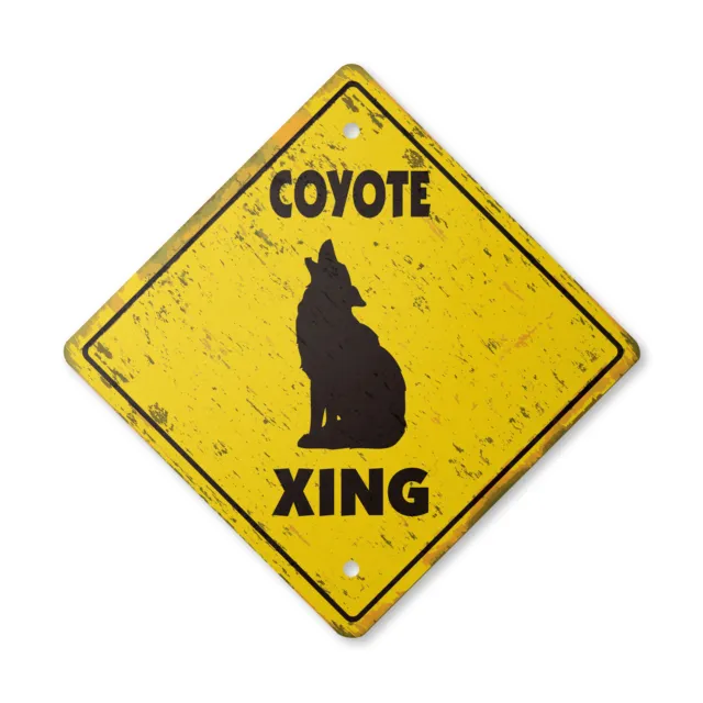 Coyote Vintage Crossing Sign Xing Plastic Rustic animals jackal prairie wolf wil