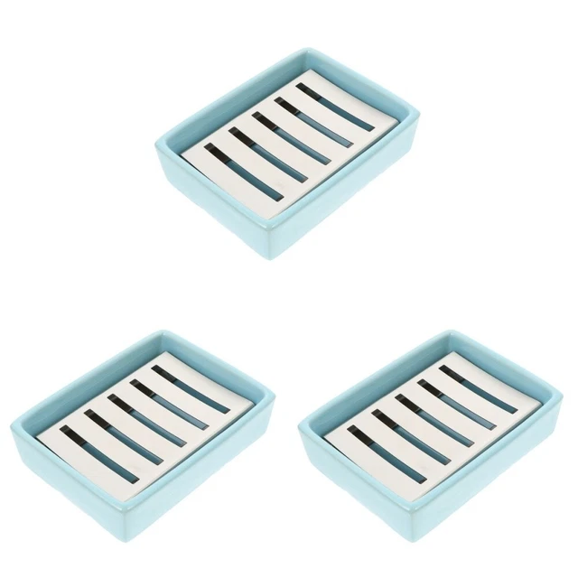 3 piezas Jabón bandeja de baño jabón soporte jabón transparente caída viaje caja de jabón