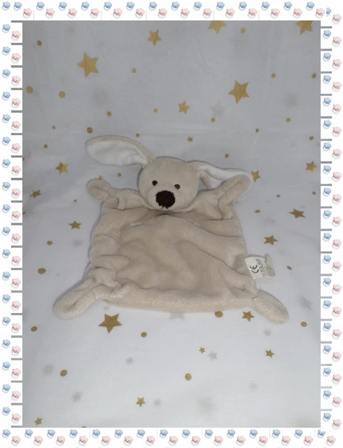 ③ - Doudou  Plat Carré Lapin Gris Blanc  Grain de Blé