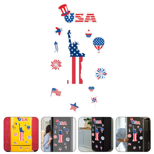 Imanes para nevera del día de la independencia accesorios para automóvil niños bandera imanes de pizarra PVC