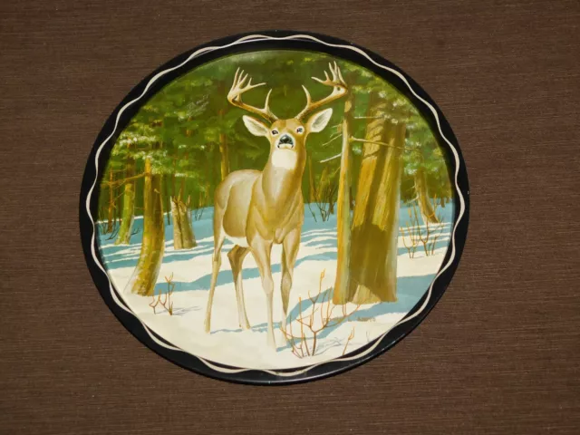 Vintage 11" Across Souvenir Banff Canada Deer Buck  Metal Tin Serving Tray