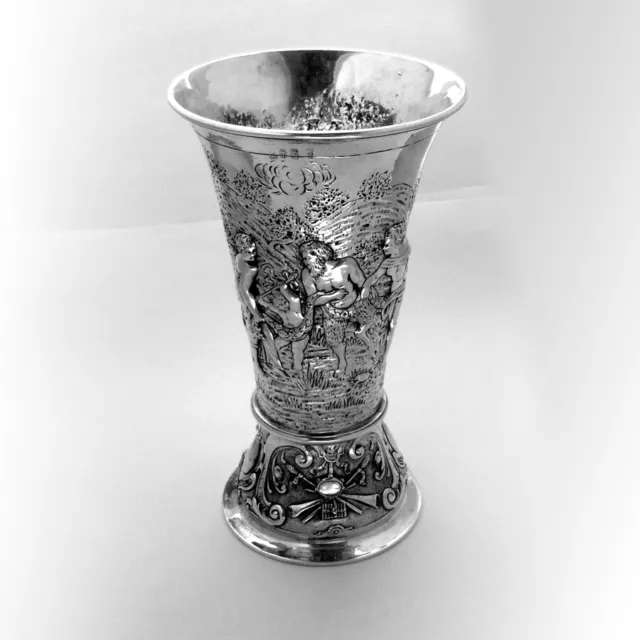 Faun Nymph Footed Cup Vase Hanau 800 Silver Wolf Knell 1890