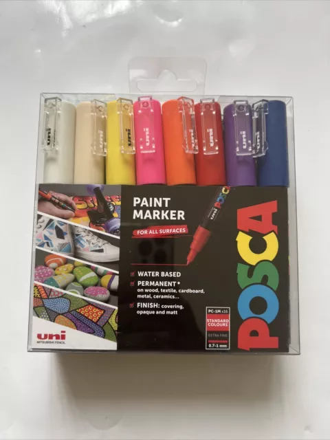 UNI POSCA MARKER PEN PC-1MR 16 Pen Set Paint Marker Poster 16 Colours FULL  SET