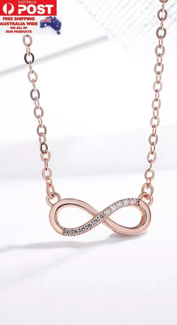 Infinity Necklace Pendant Rose Gold Fashion Jewellery Women Gift For Her Xmas