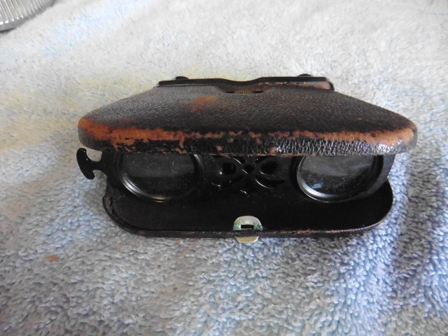 Antique Folding Opera Glasses Case Vesta Paris Late 1800s leather