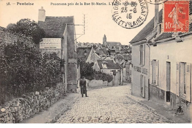 95 .n°  108010  . pontoise . panorama pris de la rue st martin  .l eglise st m