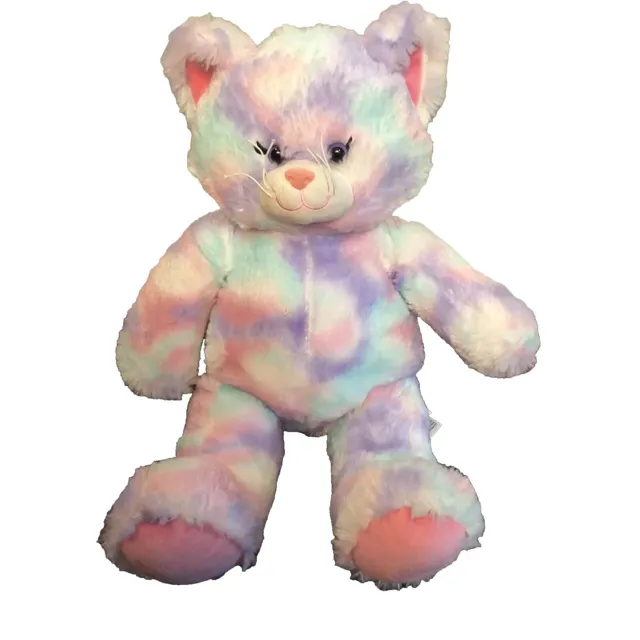 Build-a-Bear Pastel Sherbet Pink Swirl Kitty Cat Plush Toy Stuffed Cat Toy 16" L