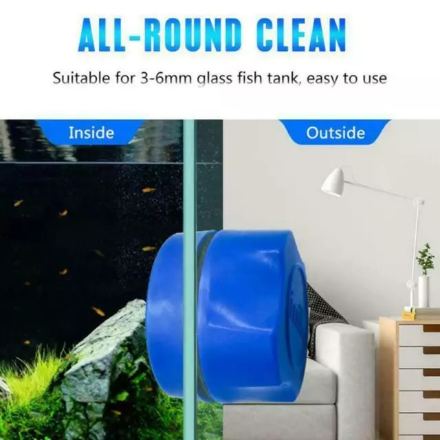 Mini Aquarium Fish Tank Floating Magnetic Glass Cleaner Algae _NEW Brush N7X3