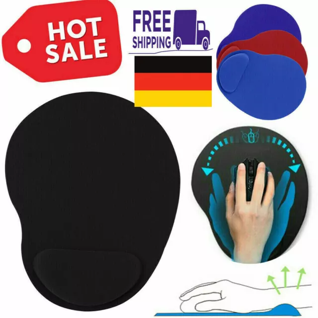 Mauspad Schwarz Gel Handauflage Ergonomische Handgelenkstütze Mousepad Pad PC DE