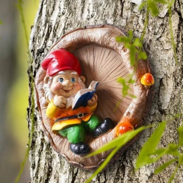 Qcwwy Ornamenti Altalena In Resina Animali Da Giardino Figurine Statua Da Giardino Elfo Invertito Capovolto Simpatica Altalena Foresta Fata Figurina - 6