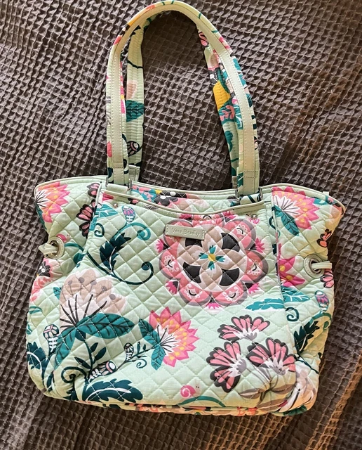 Vera Bradley Iconic Glenna Satchel Mint Flowers EUC