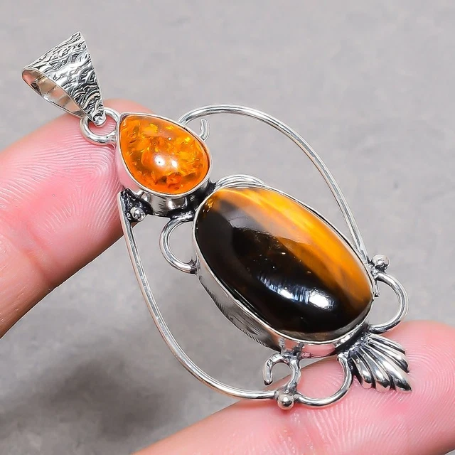 Orecchini Pendenti In Ambra Baltica E Argento 925 – Pietre Naturali Multicolore, Chiusura A Leva