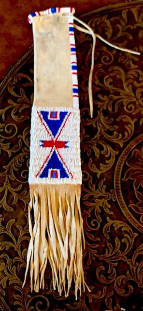 Antique 19c.  OLD Native American Indian Sioux plains BEADED  Tobacco Bag