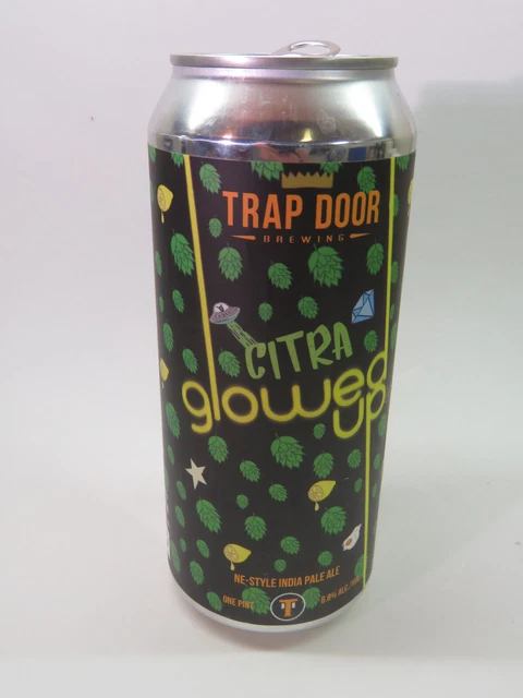 Craft BEER Empty Can ~ TRAP DOOR Brewing Co Citra Glowed Up IPA ~ Vancouver, WA