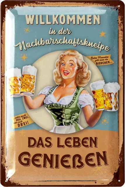 Blechschilder retro Bier Bar Deko, Metallschilder mit Spruch Partyraum, 20x30cm