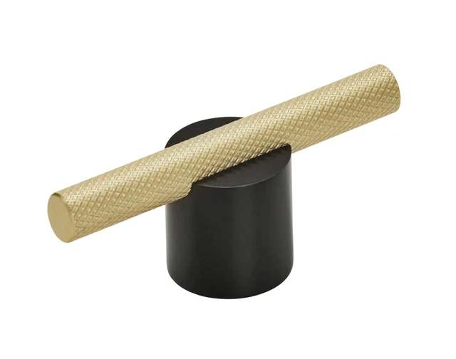 Amerock Transcendent 3-3/16 Inch Bar Cabinet Knob | Black & Gold | BP741416MBMG