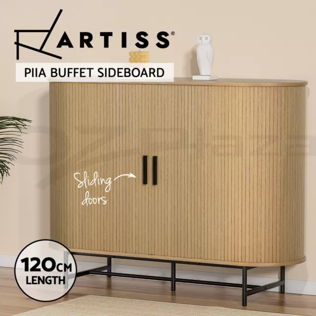 Artiss Buffet Sideboard Cupboard Cabinet Sliding Doors Pantry Storage Oak PIIA