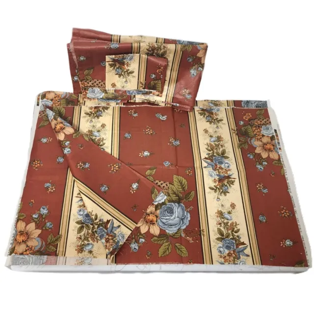 Vintage 5th Avenue Upholstery Fabric Pillowcase Scraps 4pc Floral Bird Print Set