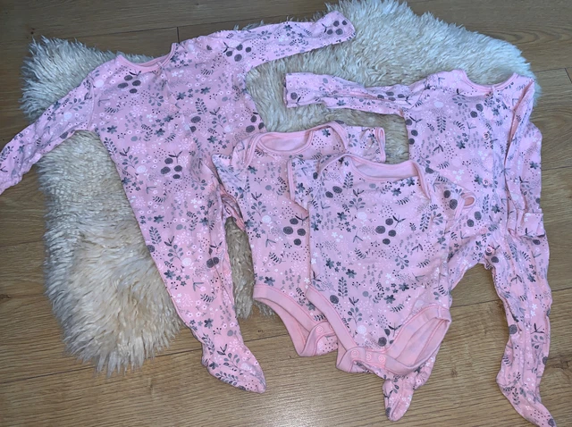 George Baby Girl Sleepsuit/vests Bundle 3-6  Months