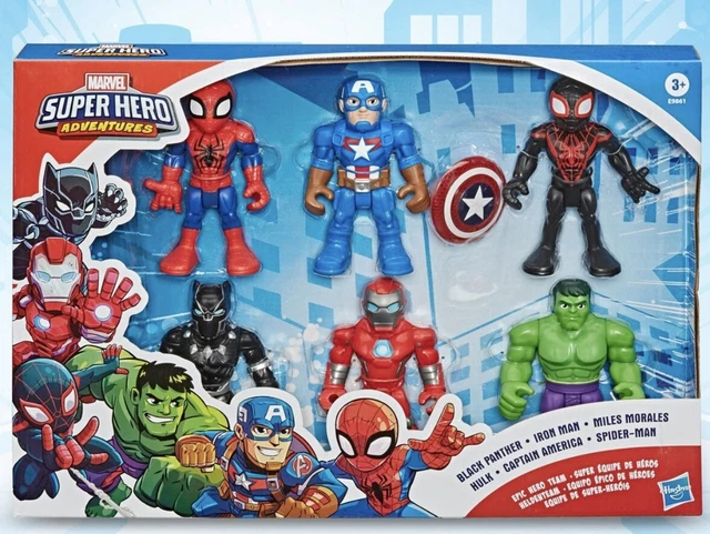 Playskool Heroes Marvel – Confezione 5 Action Figure Da 12,5 Cm Con Capitan America, Spider-Man E Altri - 2