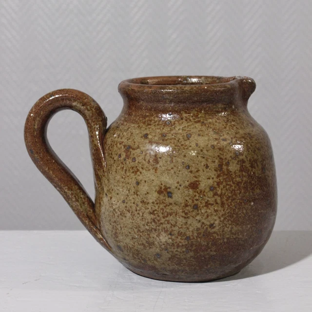 Ensemble Pichet Et Soucoupe Vintage En Grès De Puisaye - XXème Siècle - Vert