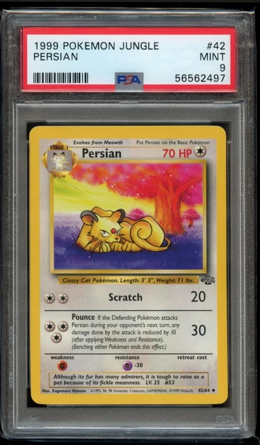 1999 Pokemon Card  - Persian - 42/64 - Jungle - PSA 9