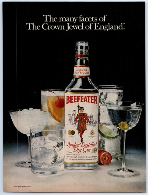 Beefeater Gin CROWN JEWEL OF ENGLAND 1982 Print Ad 8"w x 11"