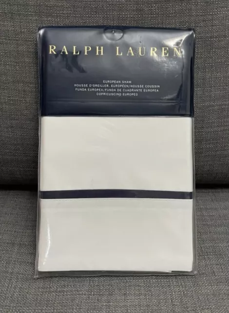 Ralph Lauren Palmer Percale Standard Sham Polo Navy 20x28 MSRP $115 new