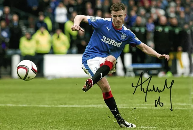 Andy Halliday, Rangers FC, signed 12x8 inch photo. COA. Proof.