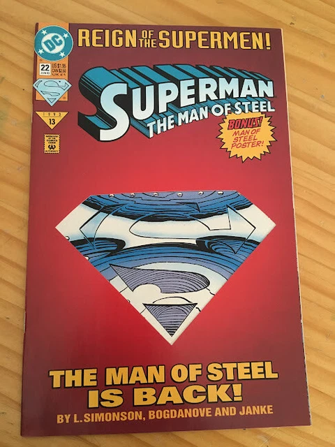 Superman Man Of Steel # 22 Vf/Nm Dc Comics 1993 Die-Cut Direct