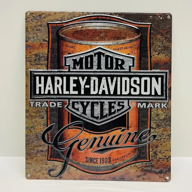 HARLEY-DAVIDSON 15” X 13” Genuine Motor Oil Can USA MADE Metal Advertising Sign