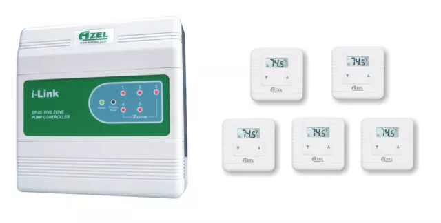 Package Deal: Azel 5 Zone Switching Relay with 5 units of  Digital Thermostats