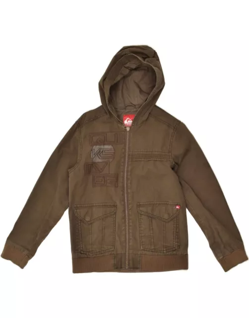 QUIKSILVER Boys Hooded Bomber Jacket 11-12 Years Brown Cotton BC55