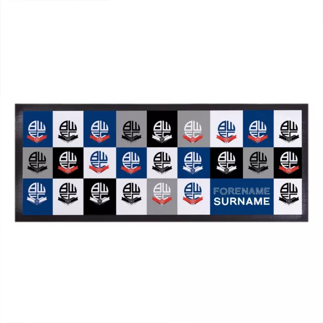 Bolton Wanderers FC Officially Licensed - Chequered - Personalised Bar Runner
