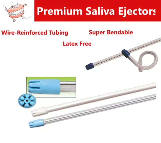 Saliva Ejectors Ejector CLEAR/BLUE Dental Suction Tips Disposable 500 -2000 Tips