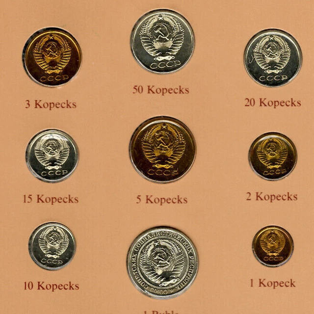 Coin Sets of All Nations USSR Russia 1976-1979 50,20,3 Kopeck 1976 UNC 3