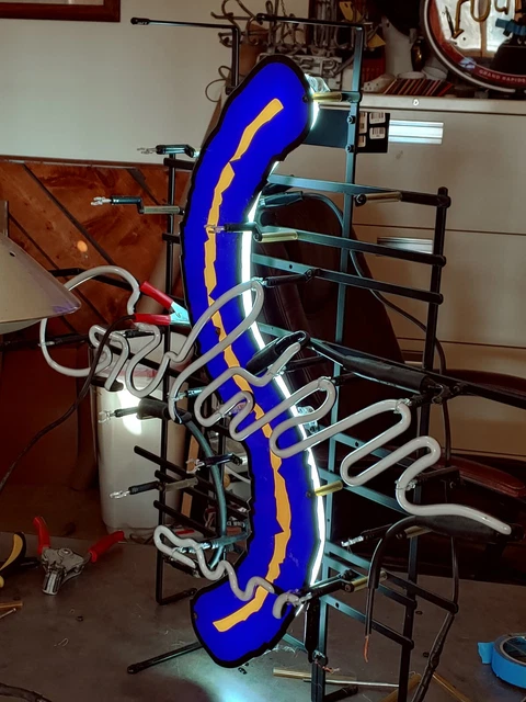 Michelob S- Grid"  Neon Beer Sign Part White Tube EXC. COND