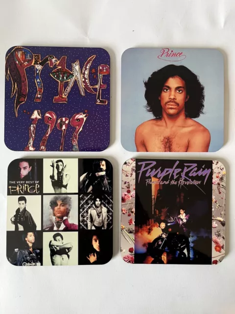 Set of four handmade Prince coasters