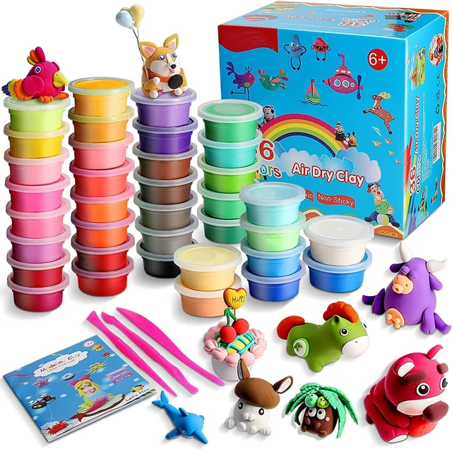 ESAND Arcilla Seca al Aire - 36 Colores Arcilla Modelado Mejor Regalo para Niños, Ultra Ligera y